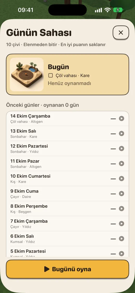 Günün Sahası listesi