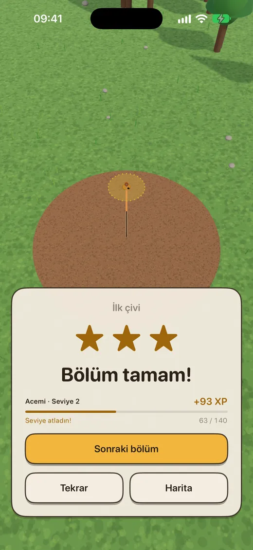Bölüm tamam: üç yıldız